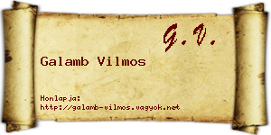 Galamb Vilmos névjegykártya